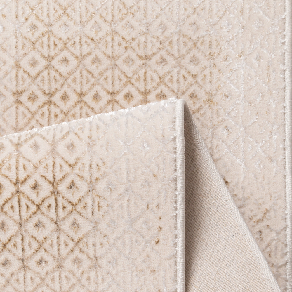 Hochwertiger Designer Teppich | glänzend | in gold-weiß
