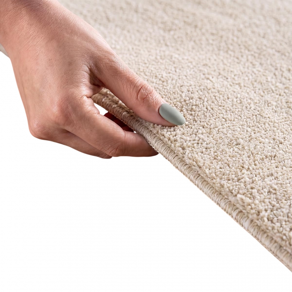Moderner Kurzflor Teppich Creme Braun mit grafischem Rautendesign