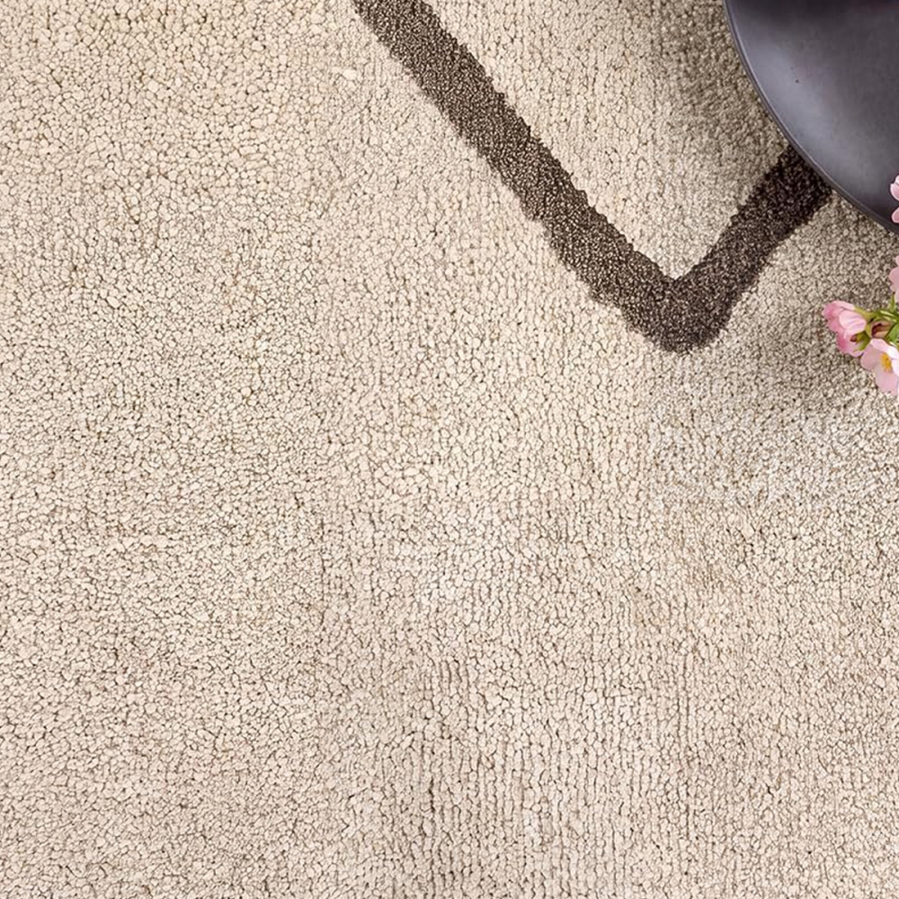 Moderner Kurzflor Teppich Creme Braun mit grafischem Rautendesign