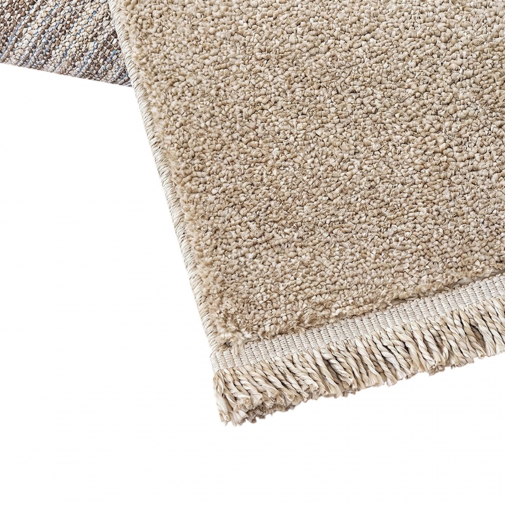 Moderner Kurzflor Teppich Creme Braun mit grafischem Rautendesign