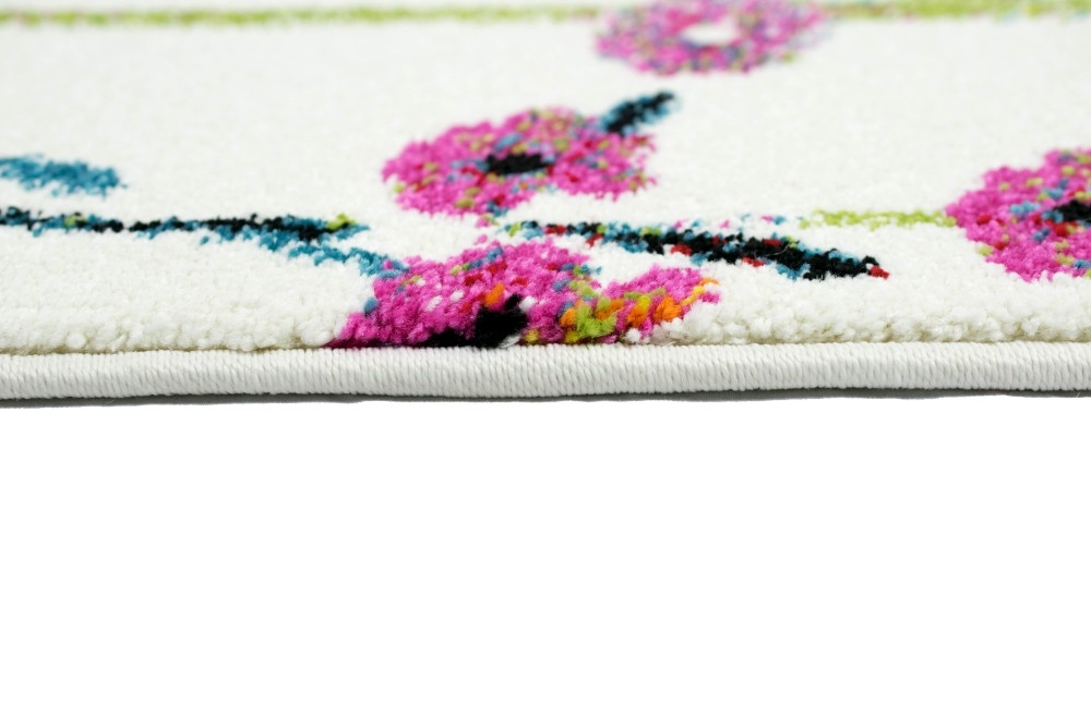 Teppich Designerteppich Blumen Sommerwiese bunt grün gelb pink