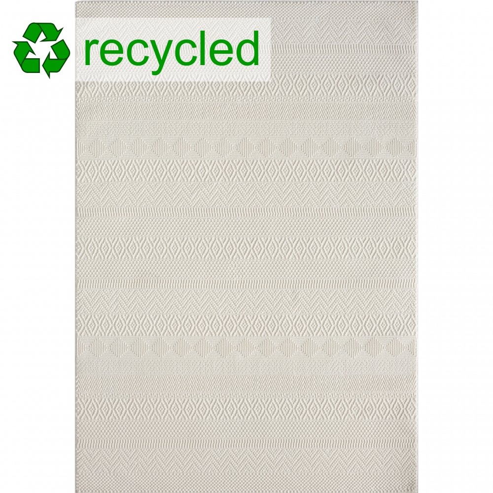 Recycle Wohnzimmerteppich mit hoch-tief Effekt Muster • weich • creme