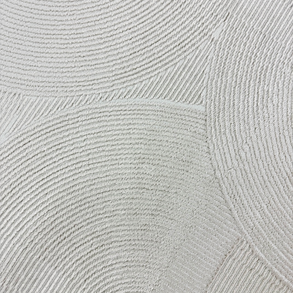 Wohnzimmerteppich Schlafzimmerteppich Recycle mit modernen ovalen Formen liniert in beige