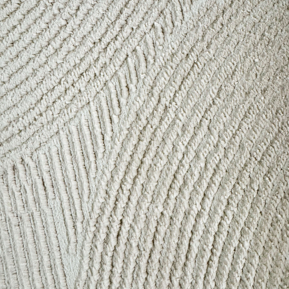 Wohnzimmerteppich Schlafzimmerteppich Recycle mit modernen ovalen Formen liniert in beige