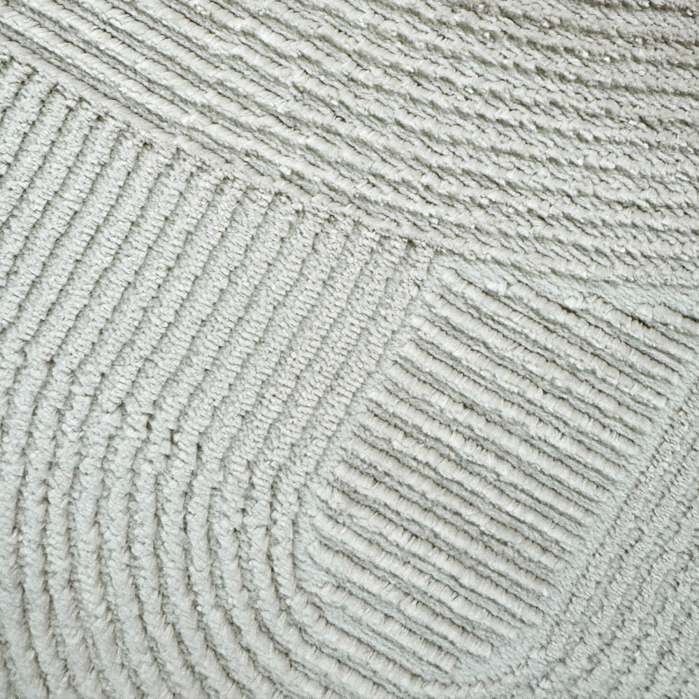 Wohnzimmerteppich Schlafzimmerteppich Recycle mit modernen ovalen Formen liniert in beige