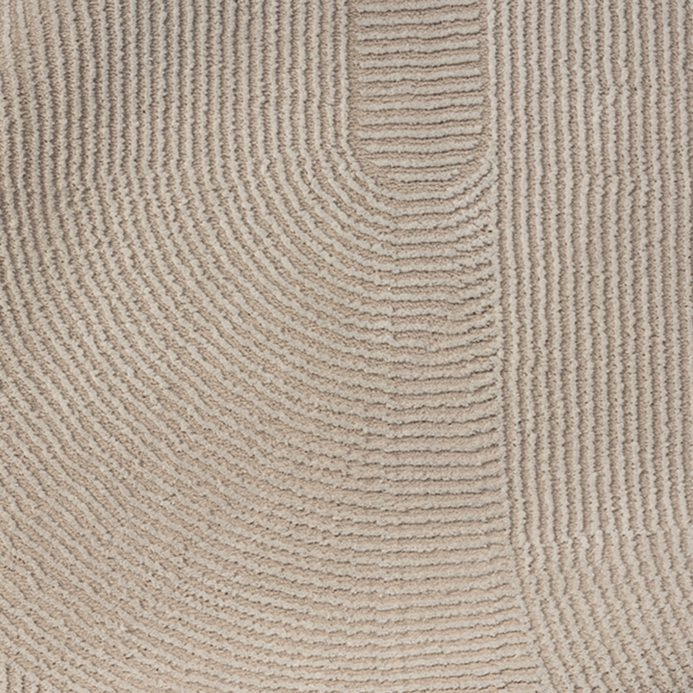 Moderner Recycling-Teppich • ovale Linienformen • in beige