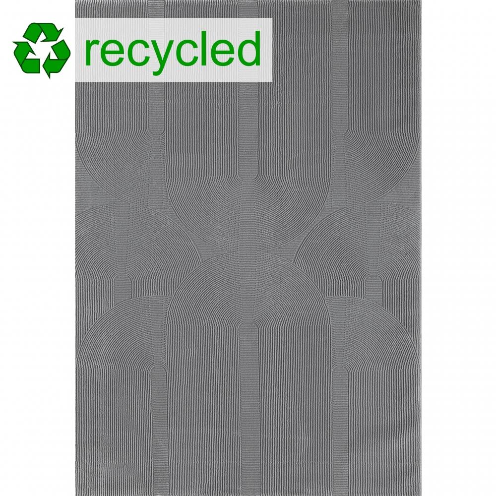 Moderner Recycling-Teppich • ovale Linienformen • in grau