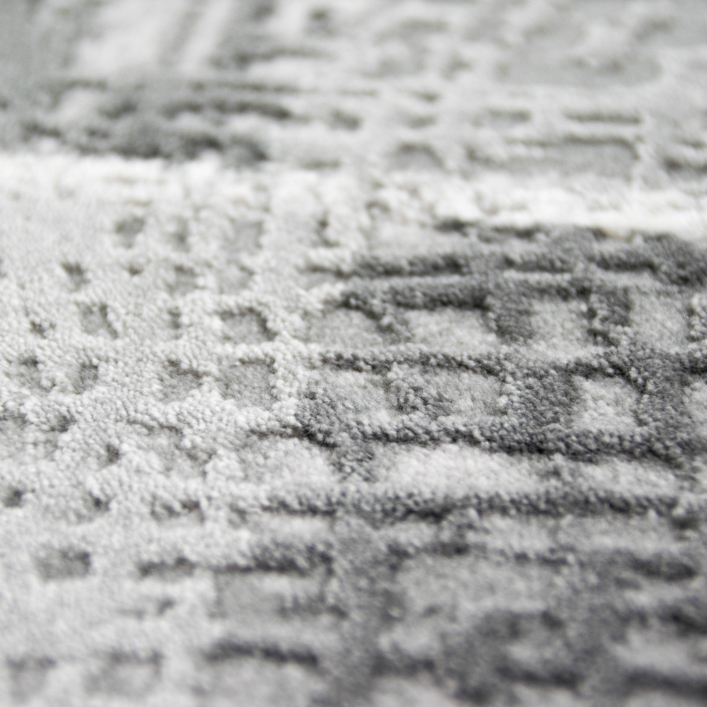 Designer Wohnzimmerteppich Wolle in Grau Creme