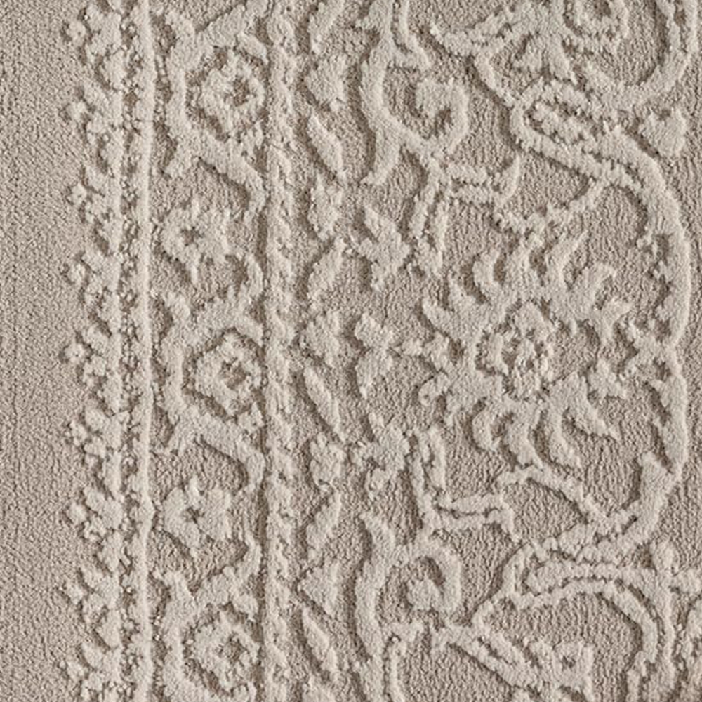 Recycling Teppich Taupe Ornament Stil modern Wohnbereich