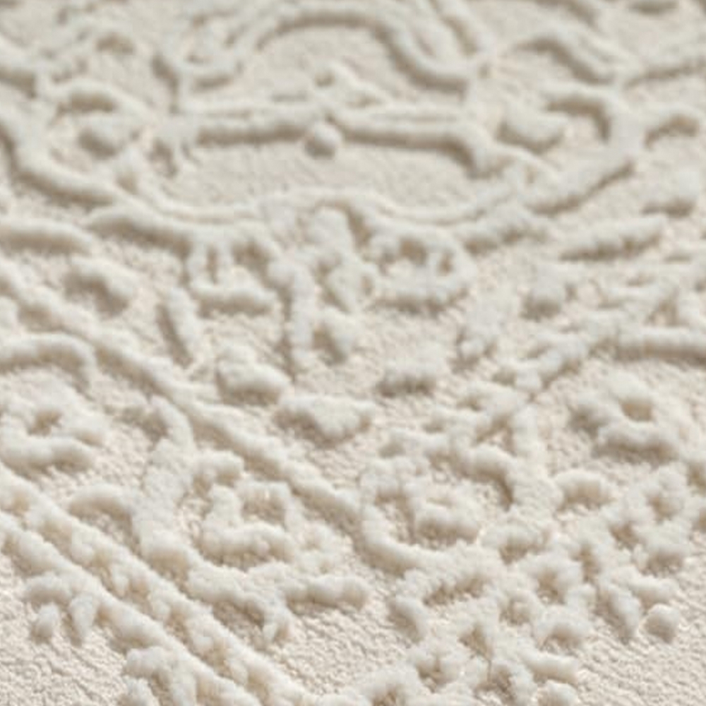 Recycling Teppich Creme Ornament Stil modern Wohnbereich