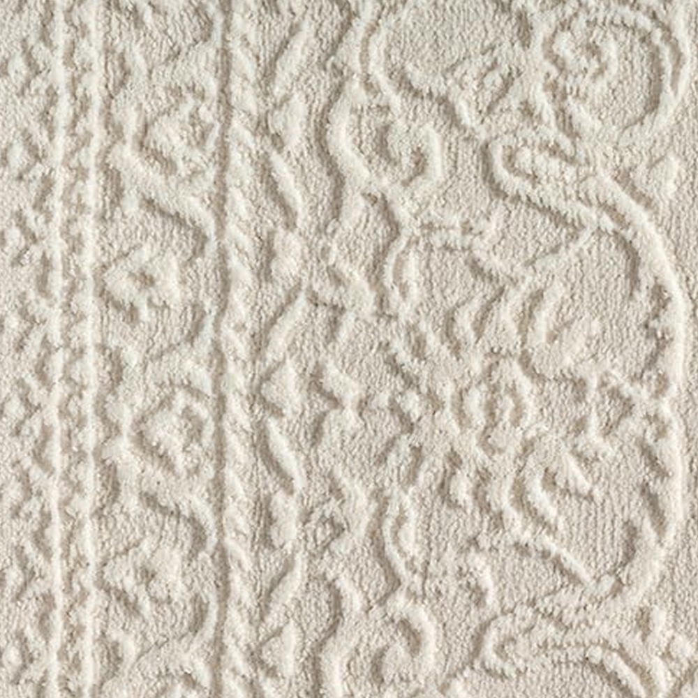 Recycling Teppich Creme Ornament Stil modern Wohnbereich