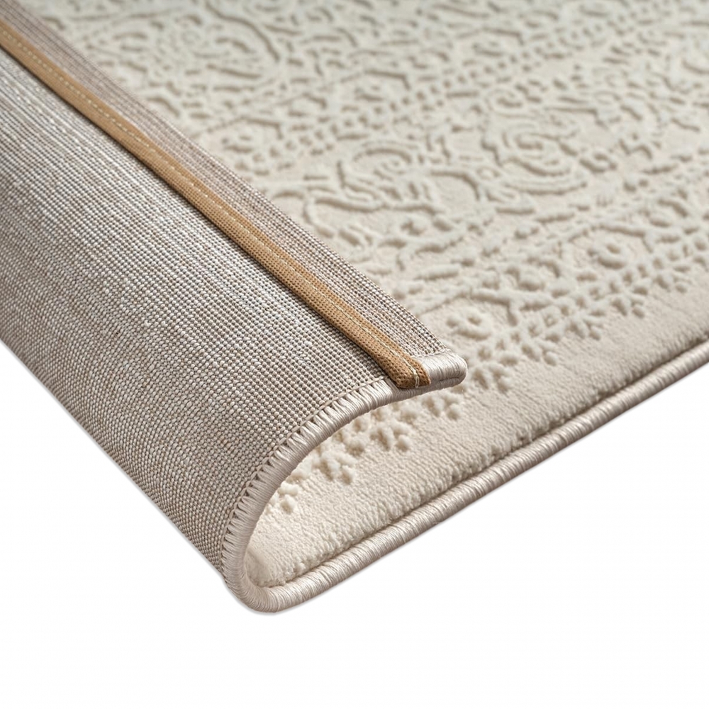Recycling Teppich Creme Ornament Stil modern Wohnbereich