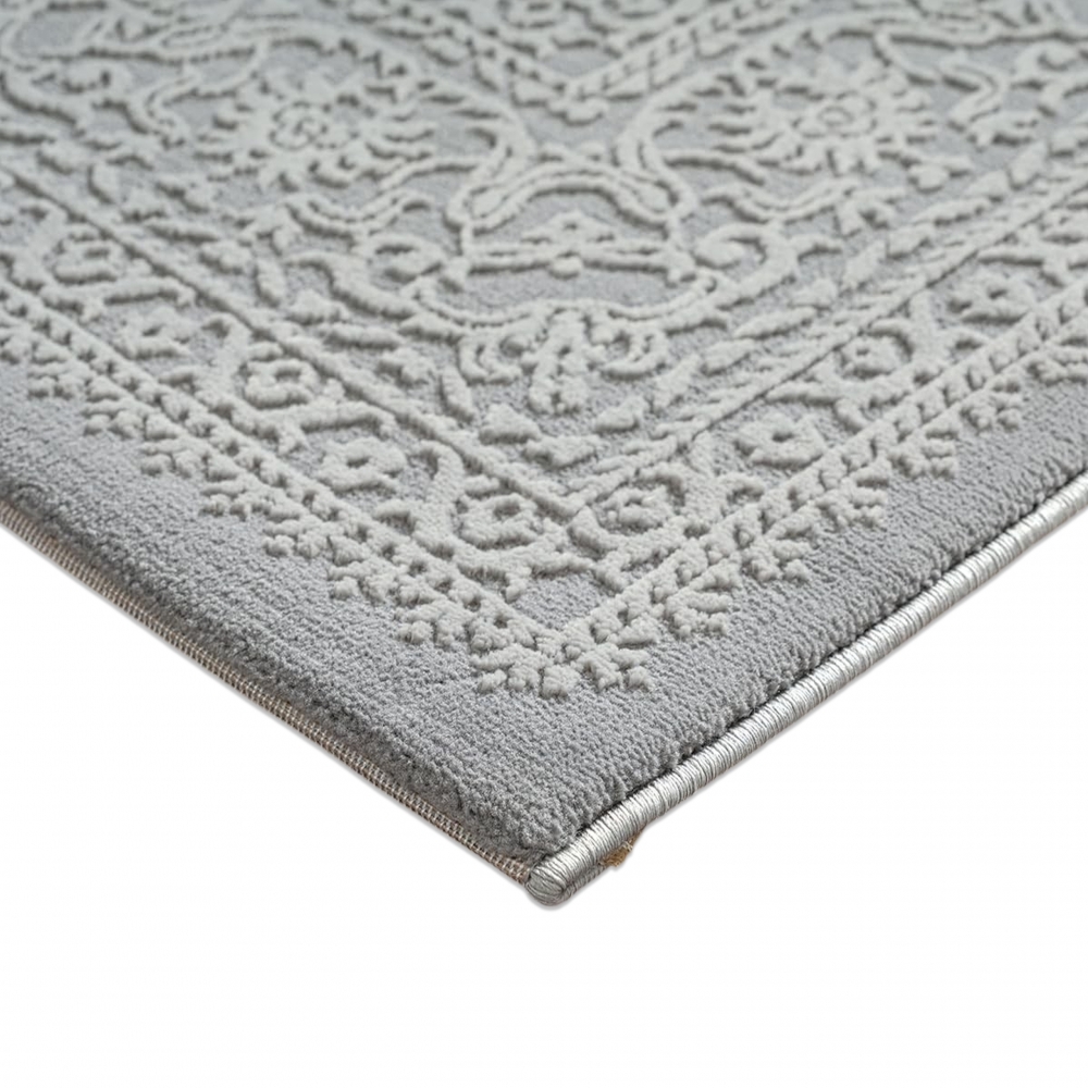 Recycling Teppich Grau Ornament Stil modern Wohnbereich
