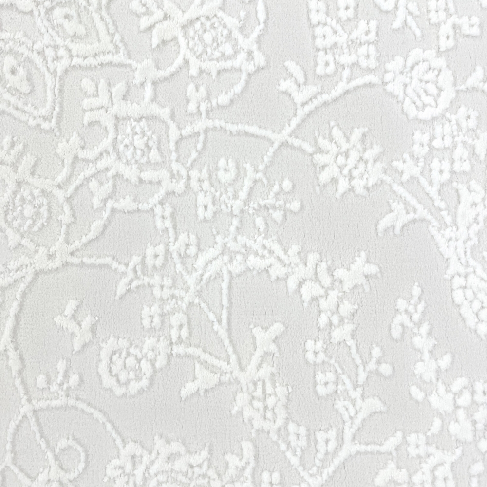 Eleganter recycel Teppich mit Ornamentmuster stilvolle Hoch-Tief-Struktur pflegeleicht Creme