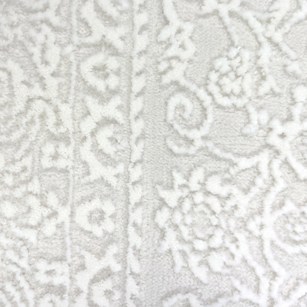 Eleganter recycel Teppich mit Ornamentmuster stilvolle Hoch-Tief-Struktur pflegeleicht Creme