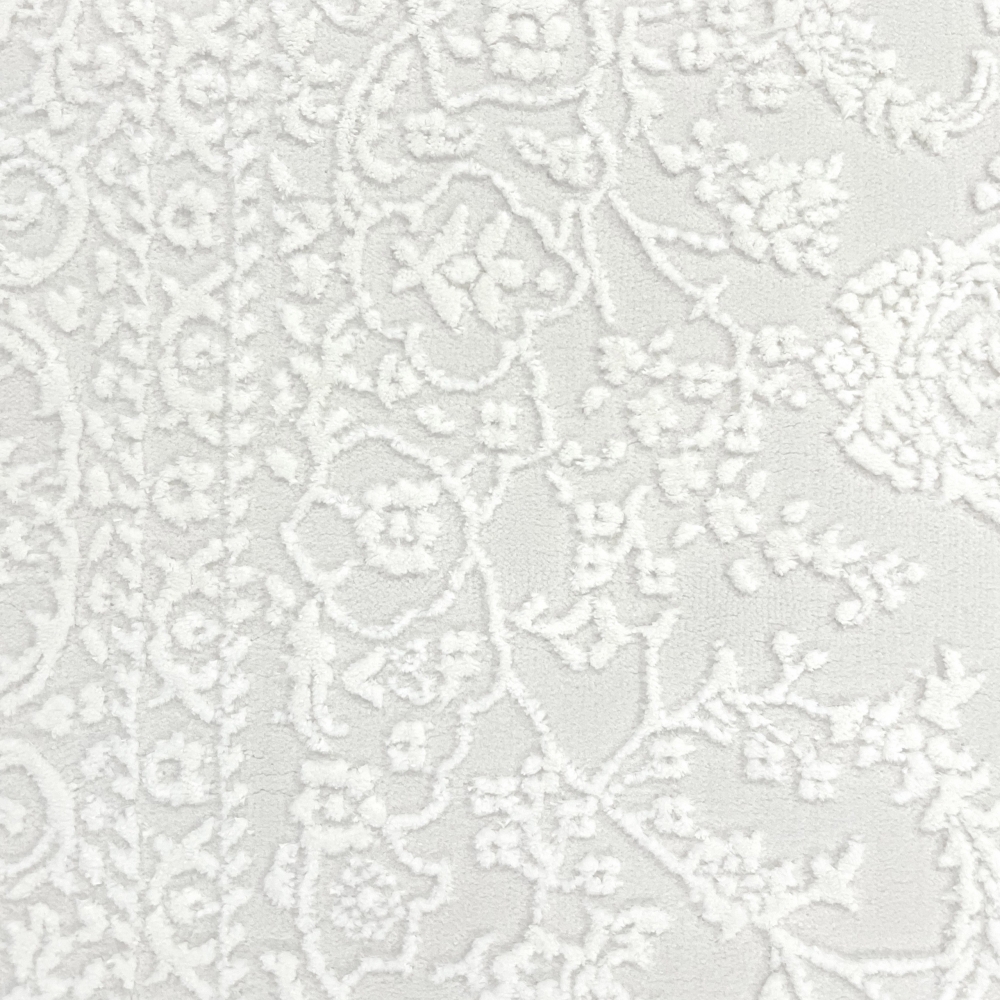 Eleganter recycel Teppich mit Ornamentmuster stilvolle Hoch-Tief-Struktur pflegeleicht Creme