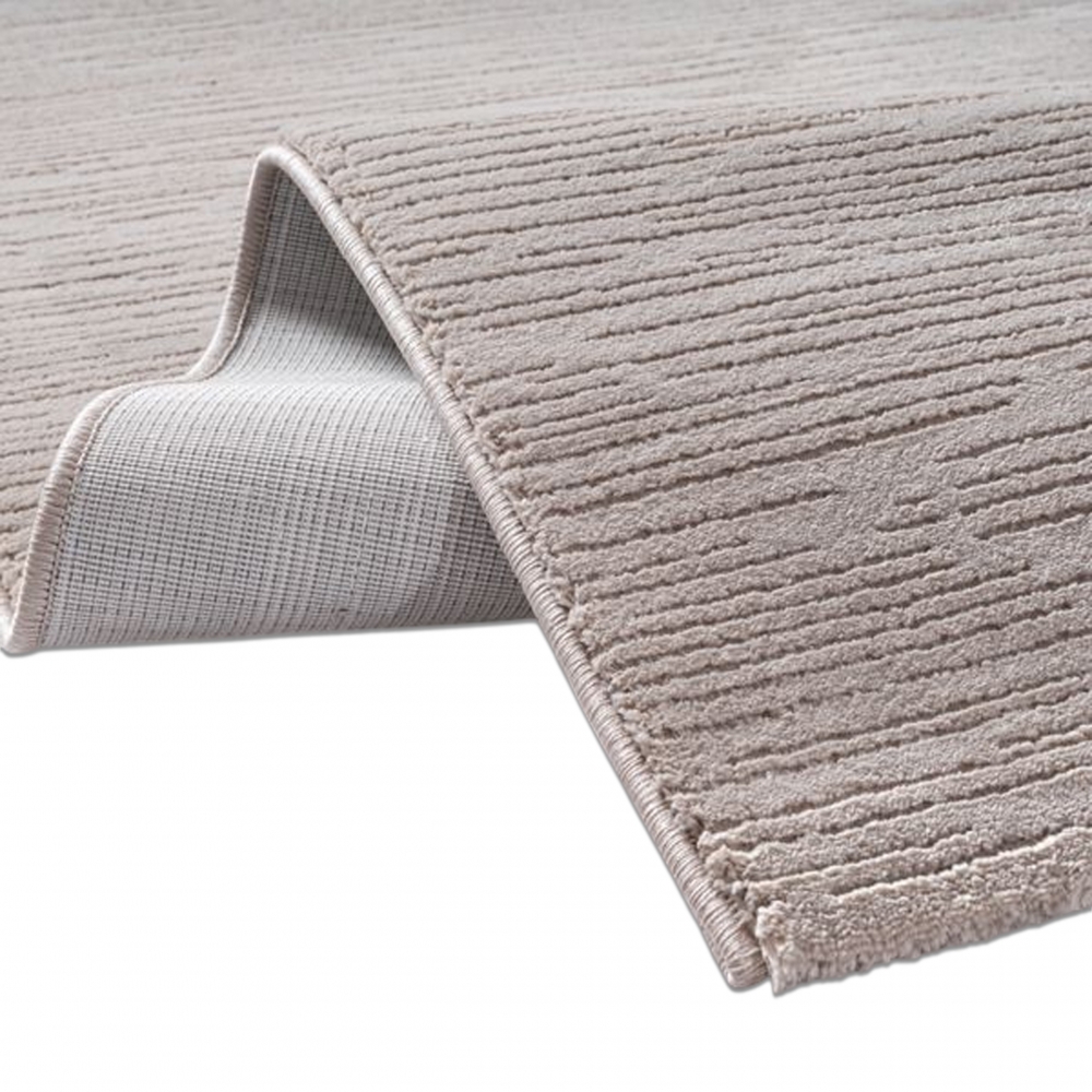 Stilvoller Teppich mit feiner Struktur und modernem Liniendesign in Beige