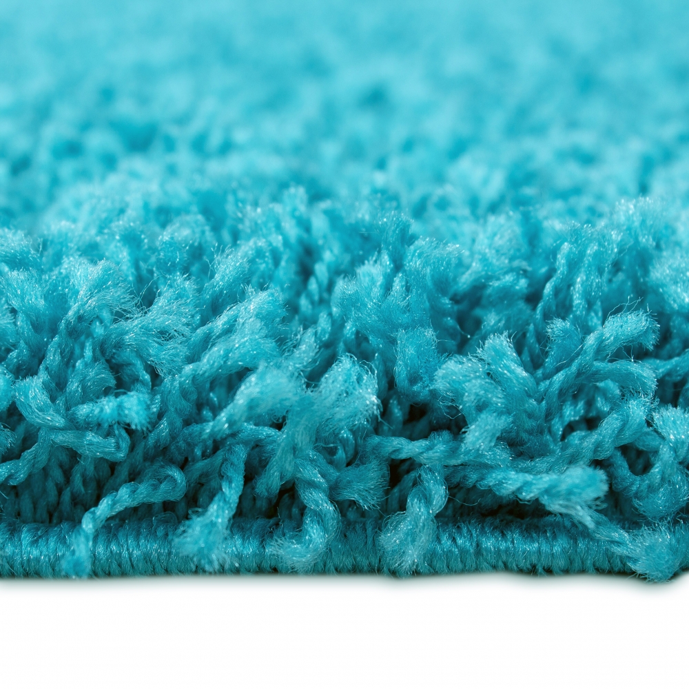 Moderner Hochflor Teppich in Aqua-Türkis – stilvolles Design und angenehme Haptik
