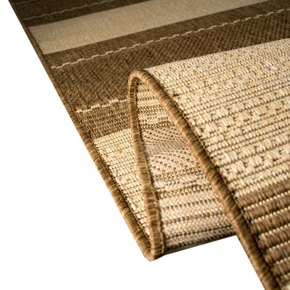 Teppich Sisal Optik Küchenläufer Küchenteppich Streifen beige braun