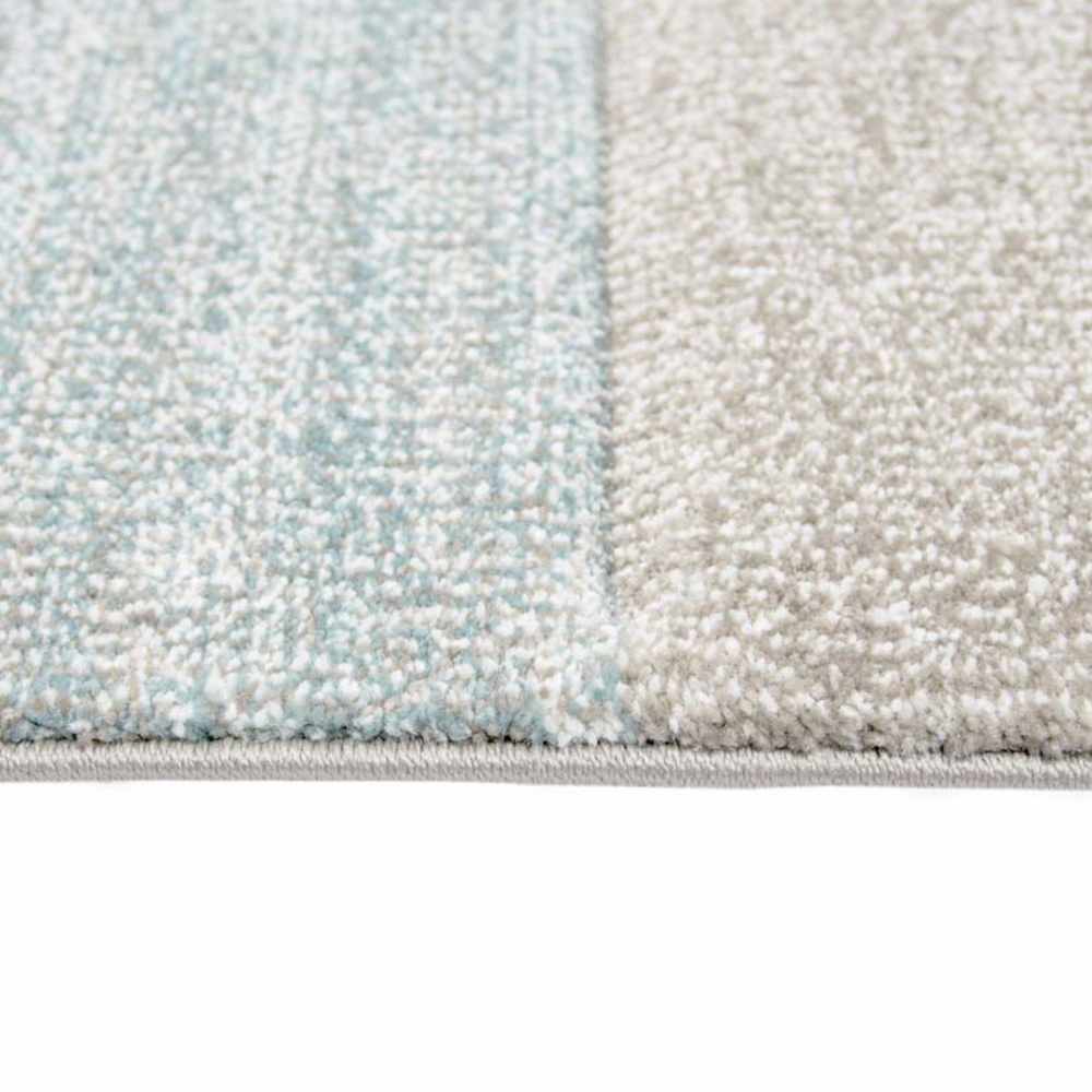Moderner Teppich Kurzflor Wohnzimmerteppich Konturenschnitt Karo abstrakt pastell blau taupe