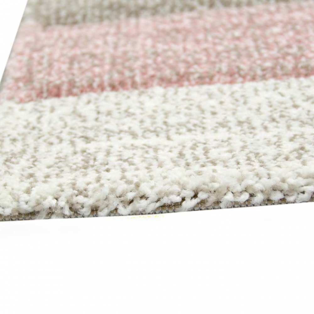 Moderner Teppich Kurzflor Wohnzimmerteppich Konturenschnitt Karo abstrakt pastell rosa braun taupe