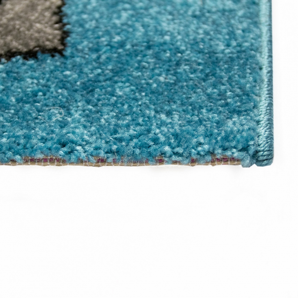 Teppich mit vielen Tiermotiven | in blau | Kinderfreundlich