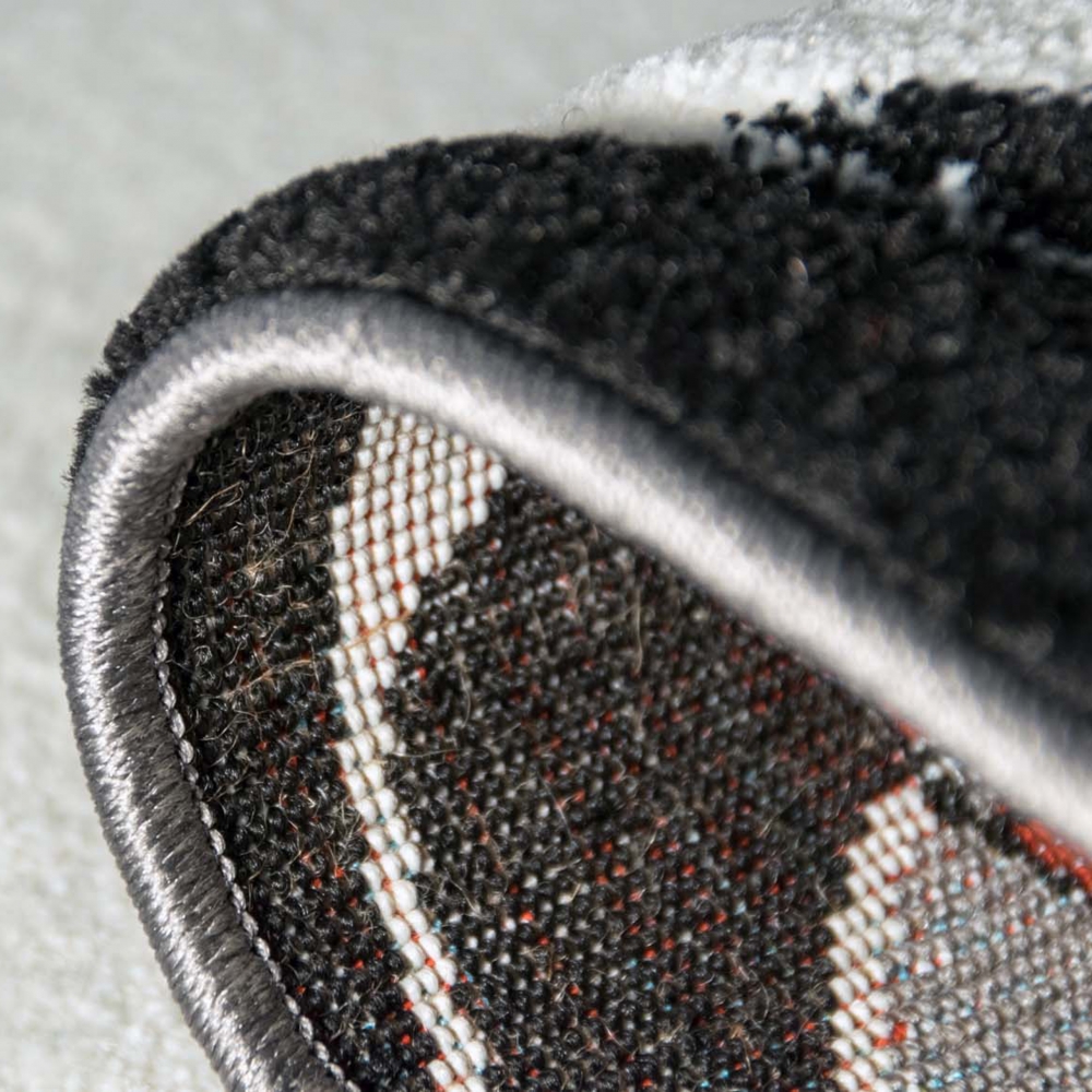 Kinderteppich Spielteppich Jungen Kinderzimmerteppich Auto Rennwagen rot schwarz
