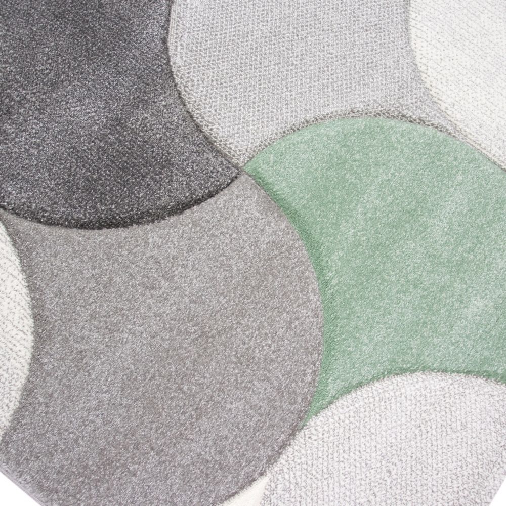 Designer Teppich Wohnzimmerteppich Kurzflor Tropfen grün grau