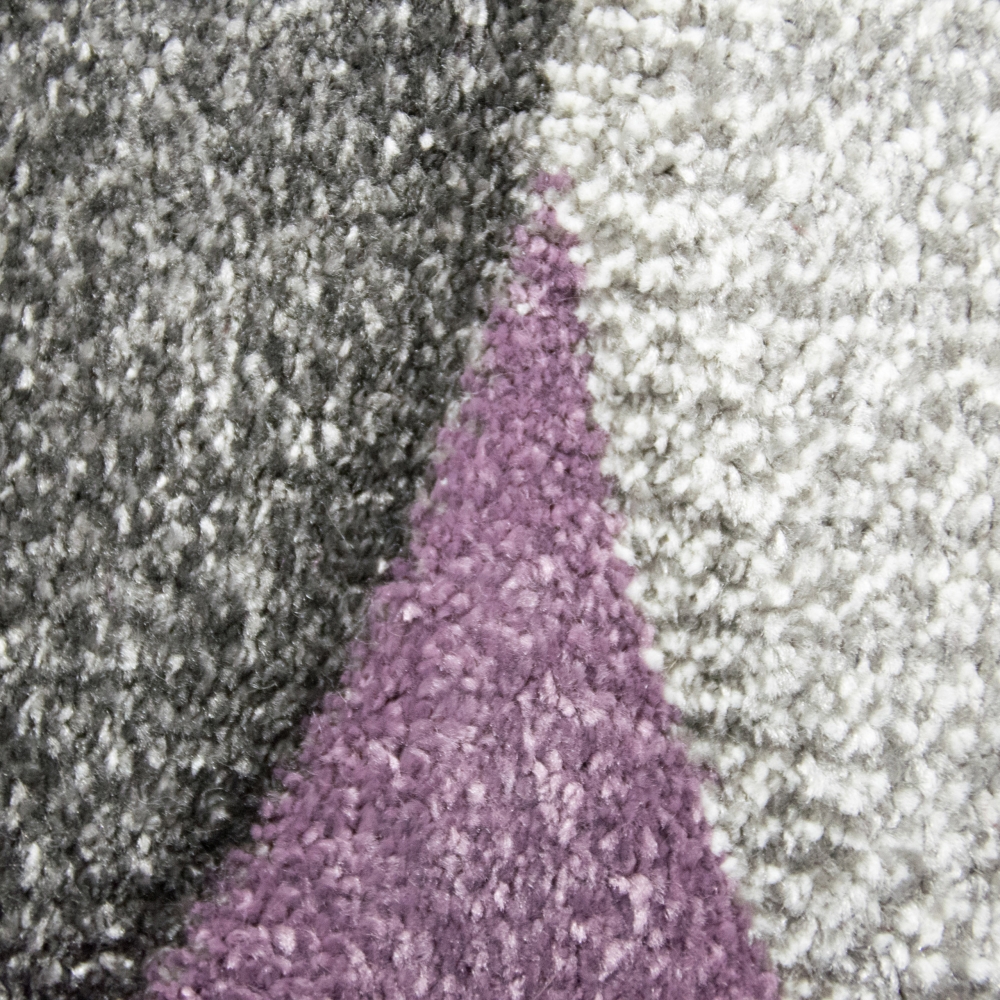 Designer Teppich Wohnzimmerteppich Kurzflor Tropfen lila grau creme
