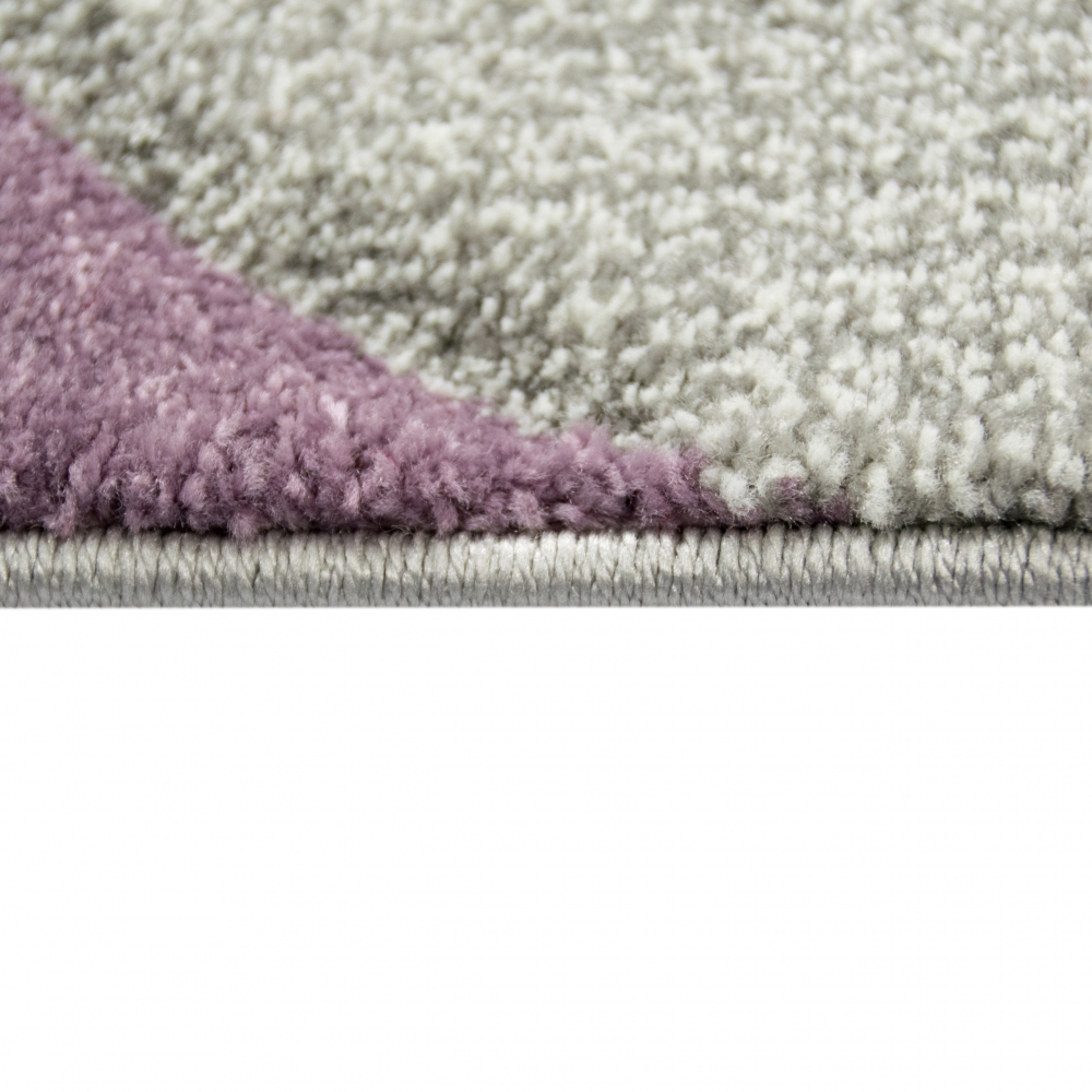Designer Teppich Wohnzimmerteppich Kurzflor Tropfen lila grau creme