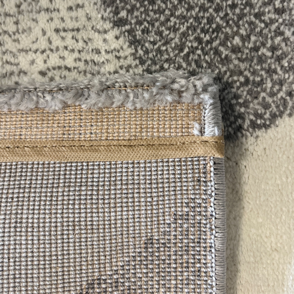 Designer Teppichläufer grau rosa creme mit Konturstruktur