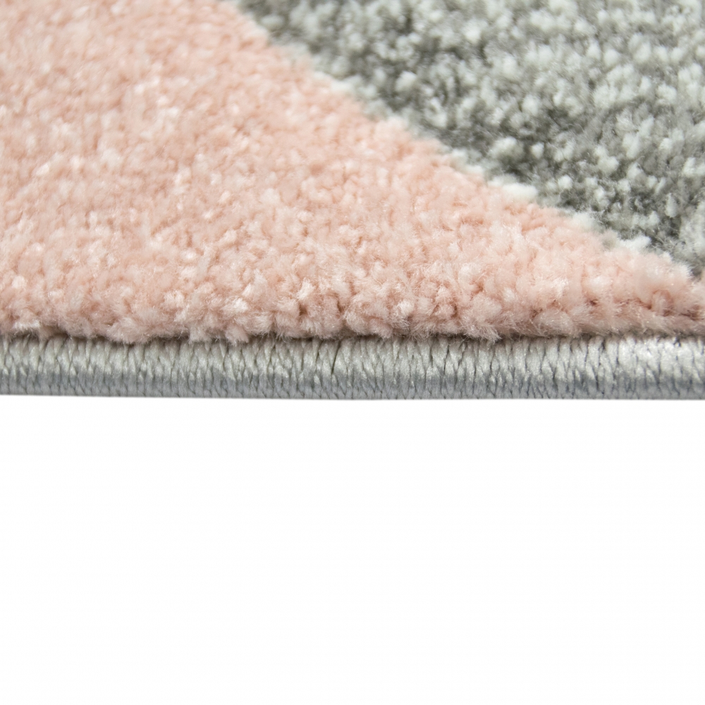 Designer Teppich Wohnzimmerteppich Kurzflor Tropfen rosa grau