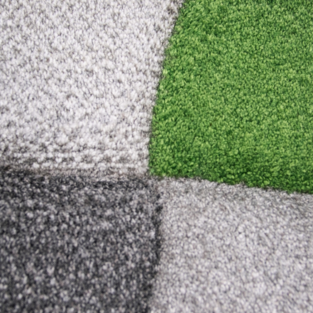 Designer Teppich grau grün creme mit modernem Kreisdesign