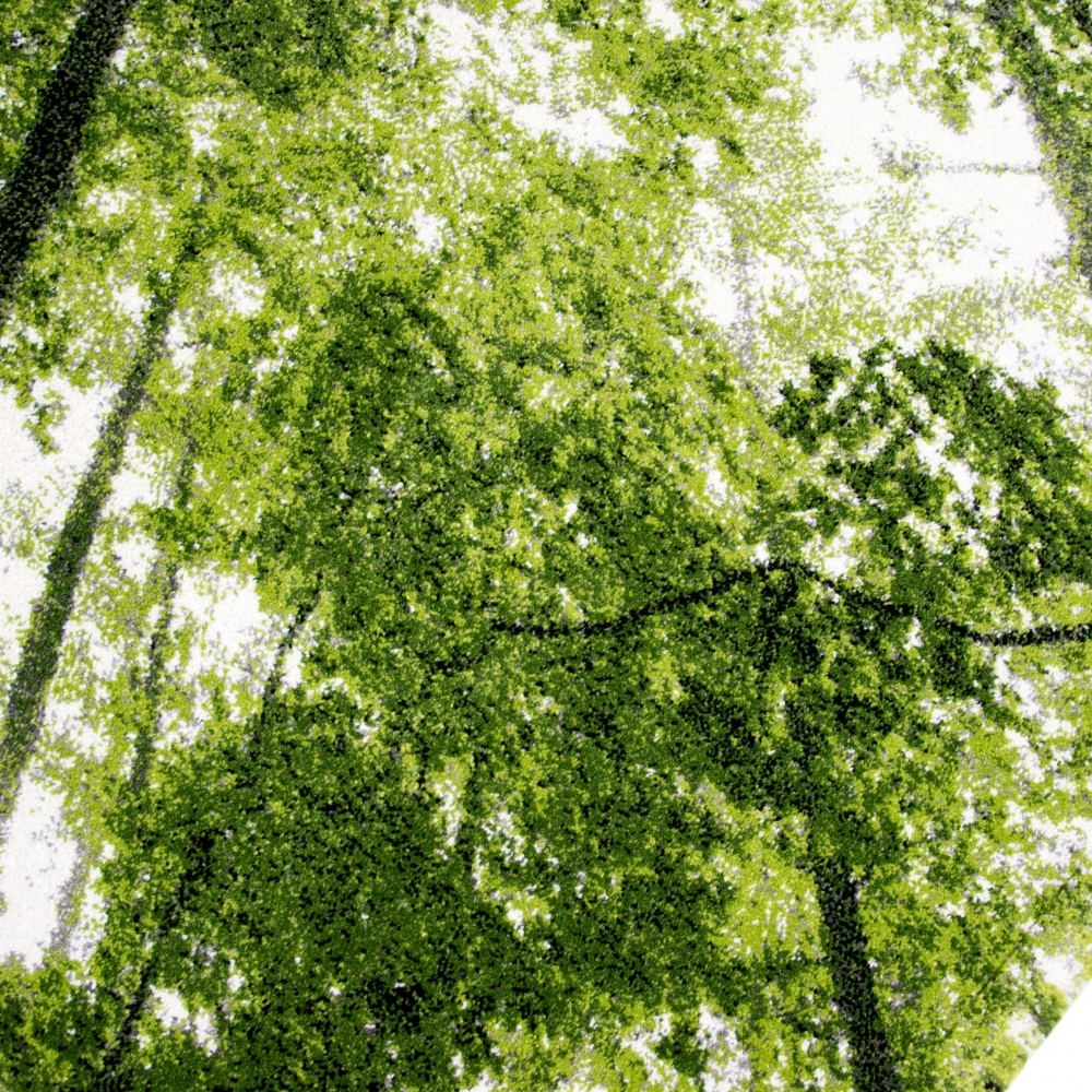 Designer Teppich Wohnzimmerteppich Kurzflor Wald Bäume in grün