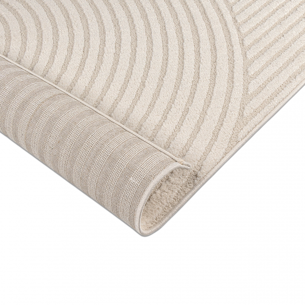 Designteppich creme mit Relieflinien modern & pflegeleicht