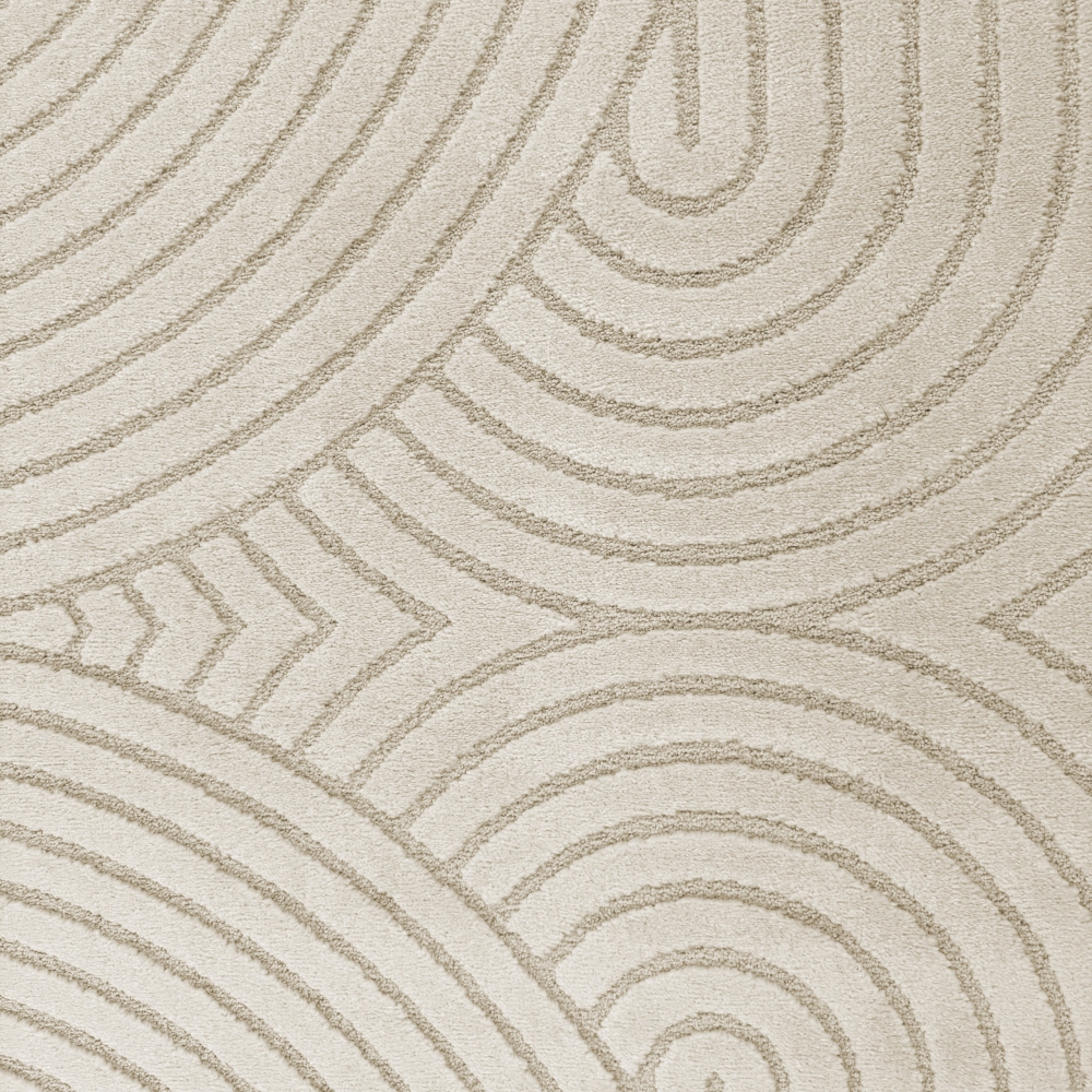 Moderner Teppich für Wohnzimmer mit Bogenmuster in creme