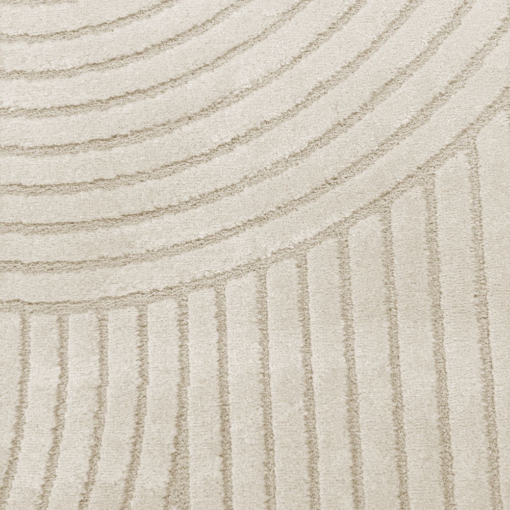 Moderner Teppich für Wohnzimmer mit Bogenmuster in creme