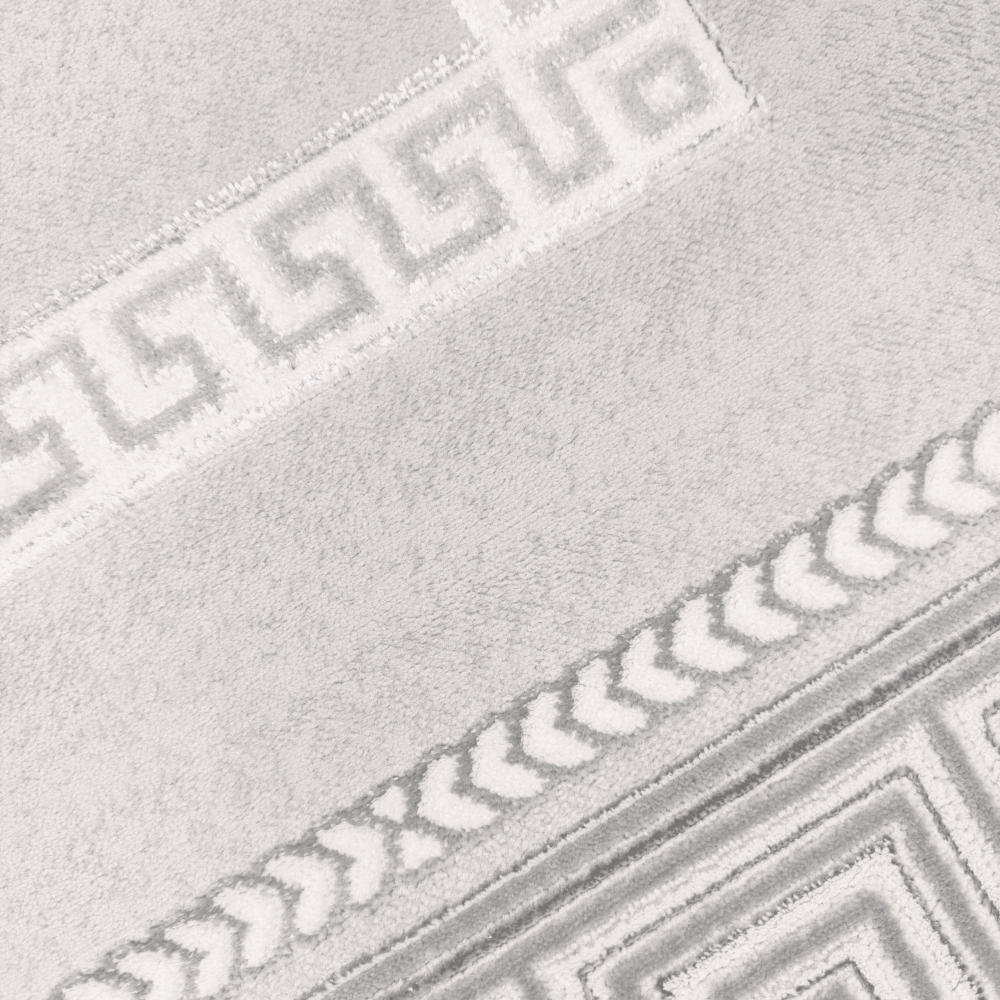 Teppich modern grau silber Bordüre Muster strapazierfähig elegant