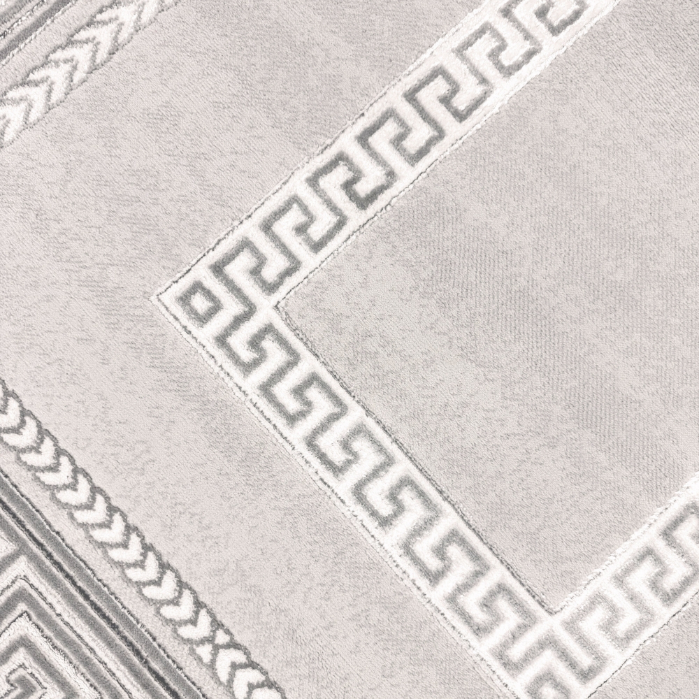 Teppich modern grau silber Bordüre Muster strapazierfähig elegant