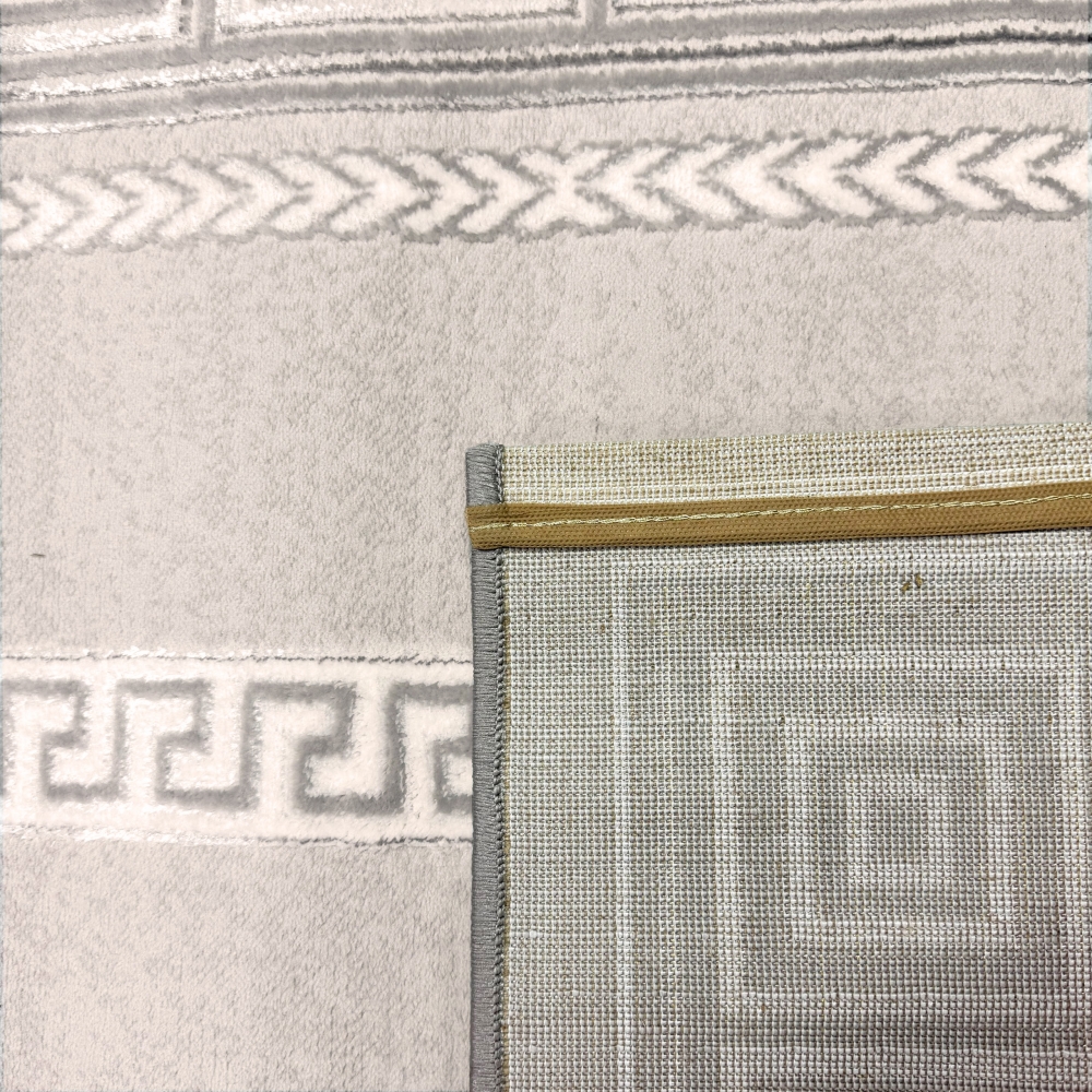 Teppich modern grau silber Bordüre Muster strapazierfähig elegant