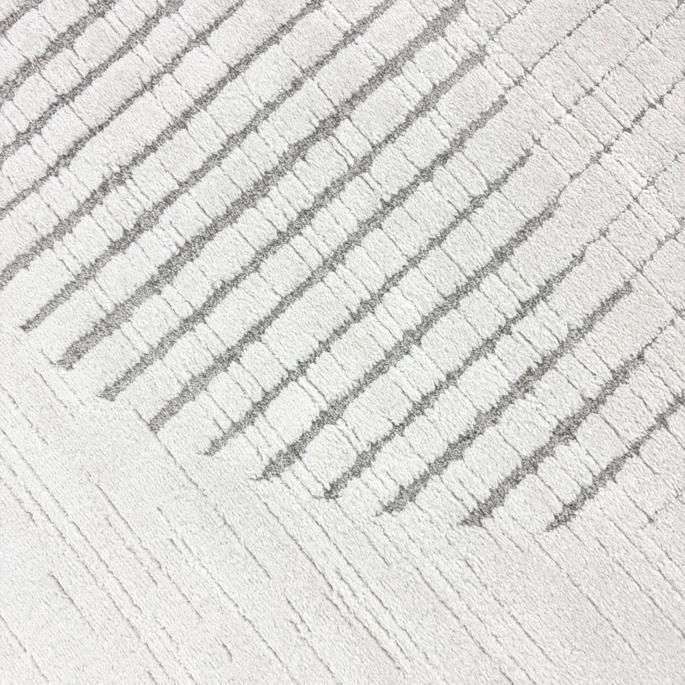 Wohnzimmerteppich Schlafzimmerteppich hoch tief Effekt Kreis Design mit strichen in creme beige