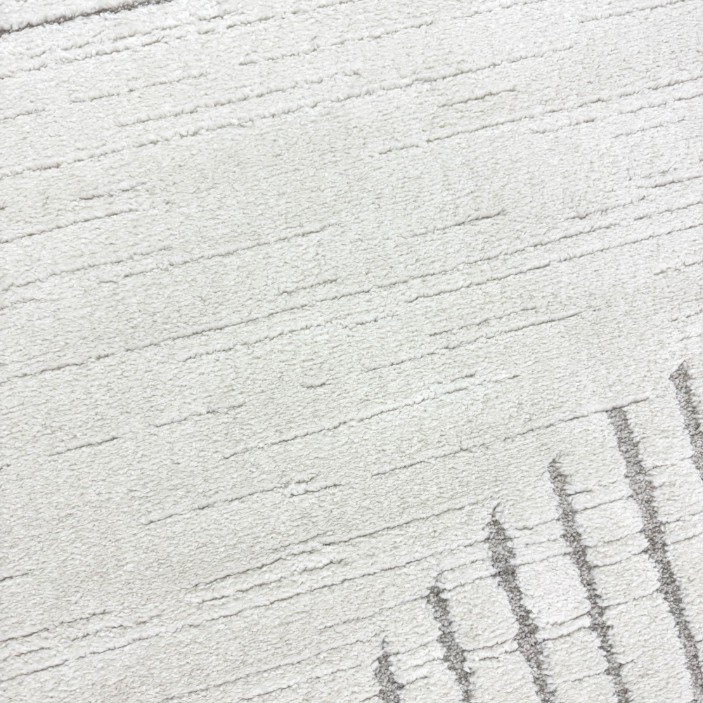 Wohnzimmerteppich Schlafzimmerteppich hoch tief Effekt Kreis Design mit strichen in creme beige