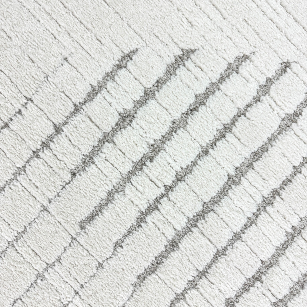 Wohnzimmerteppich Schlafzimmerteppich hoch tief Effekt Kreis Design mit strichen in creme beige