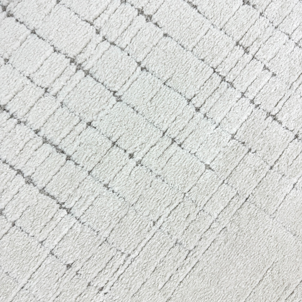 Wohnzimmerteppich Schlafzimmerteppich hoch tief Effekt Kreis Design mit strichen in creme beige