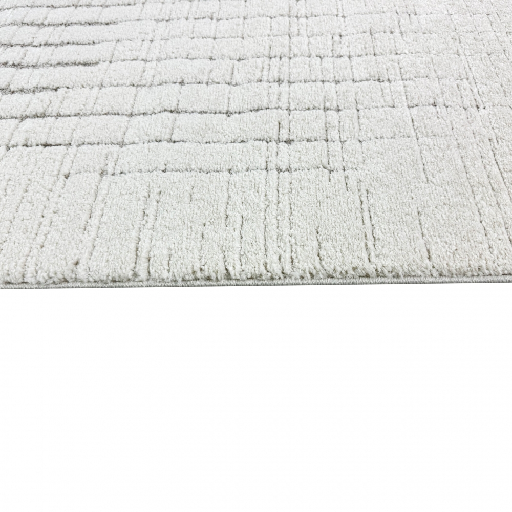 Wohnzimmerteppich Schlafzimmerteppich hoch tief Effekt Kreis Design mit strichen in creme beige
