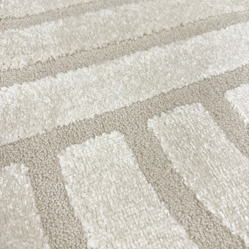 Shape Teppich Schlafzimmer Wohnzimmer Strich Muster allergiker geeignet creme grau