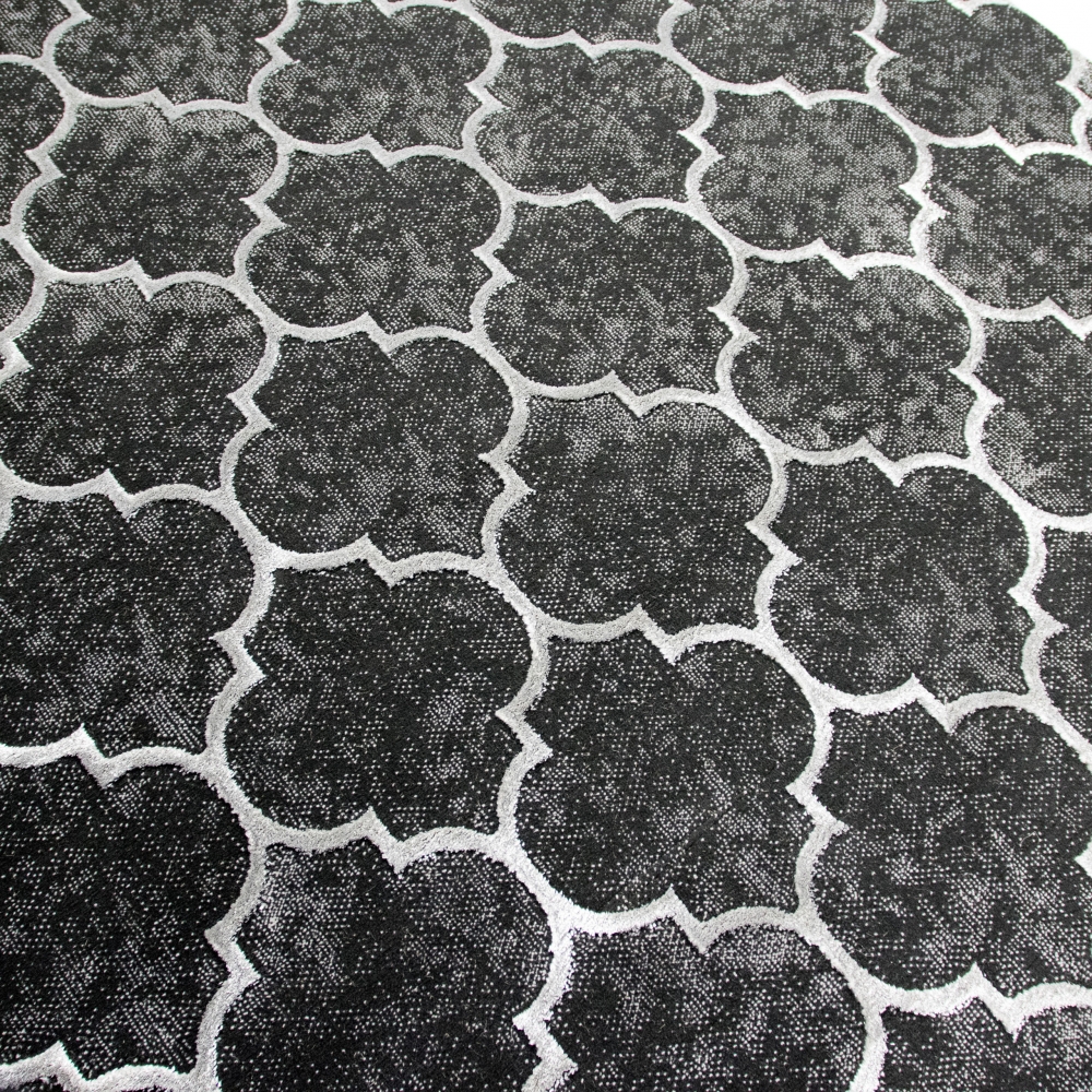 Stilvoller Orient-Teppich im Marokko-Stil grau schwarz