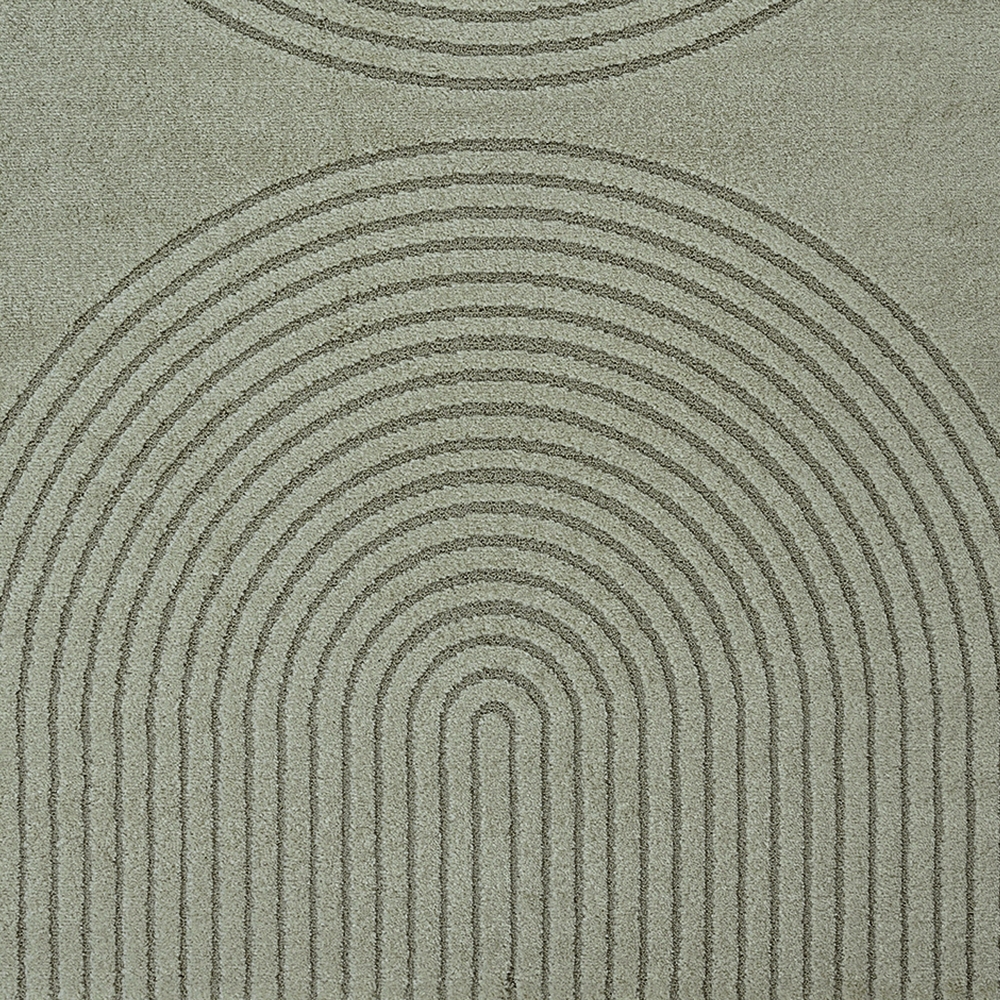 Designteppich Grün mit 3D-Kreismuster modern und elegant