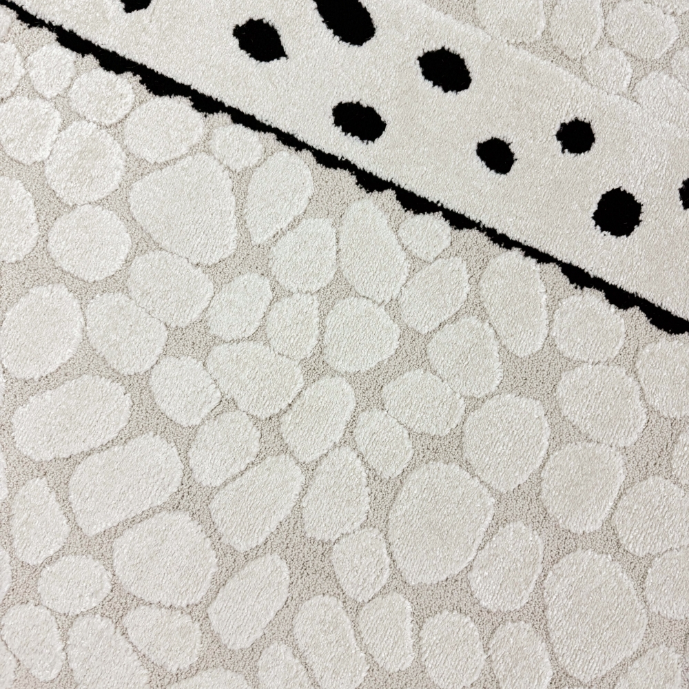 Kinderzimmer Teppich Spielzimmer glückliche Giraffe weich in beige creme schwarz