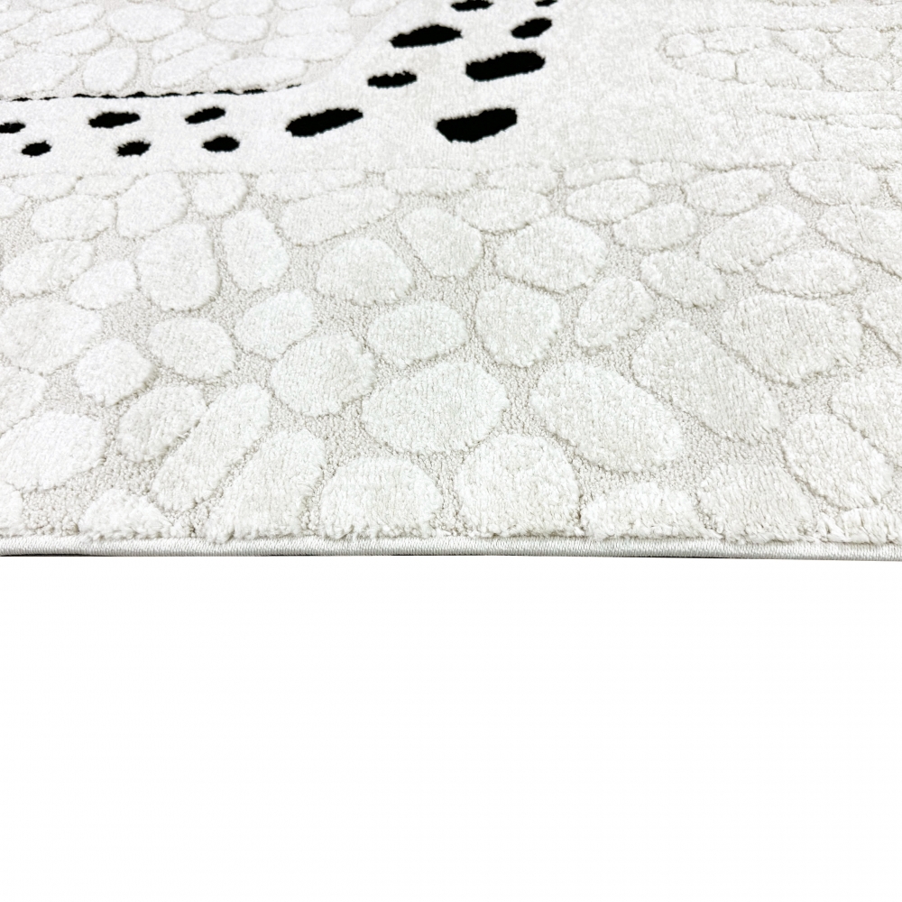 Kinderzimmer Teppich Spielzimmer glückliche Giraffe weich in beige creme schwarz